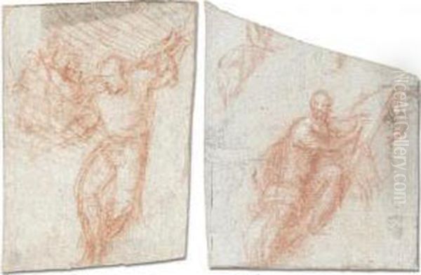 Two Figure Studies Oil Painting by (Giovanni Antonio de' Sacchis) Pordenone