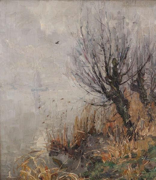 Venlandschap Met Zeilboot Oil Painting by Oswald Poreau