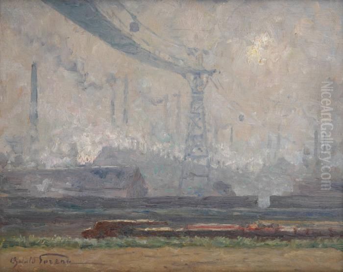 Fonderie De Zinc Amaulde-montagne Oil Painting by Oswald Poreau