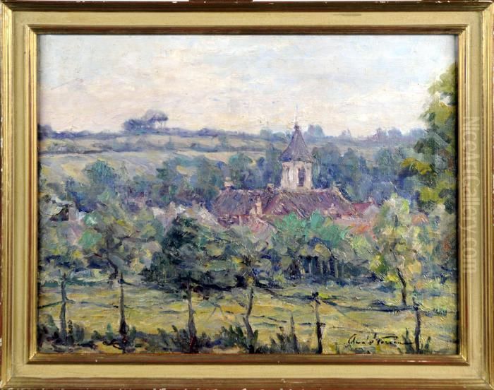 L'eglise Du Village. Oil Painting by Oswald Poreau