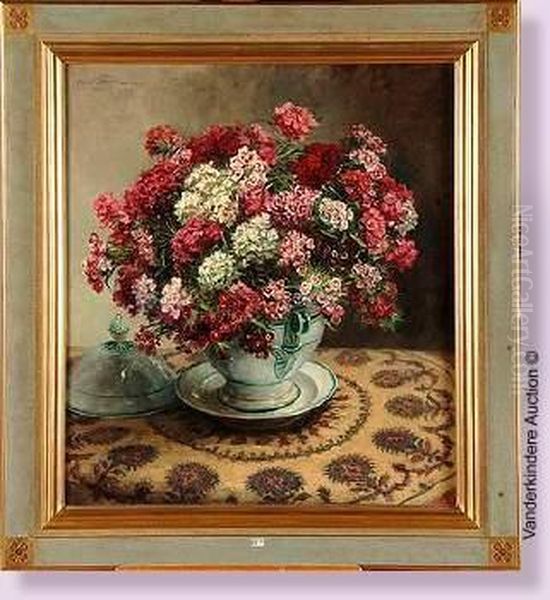 Les OEillets Du Poete Oil Painting by Oswald Poreau