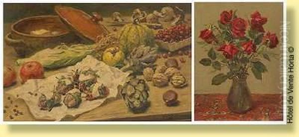 Bouquet De Roses Oil Painting by Oswald Poreau