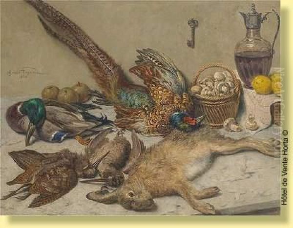 Nature Morte Au Gibier Oil Painting by Oswald Poreau