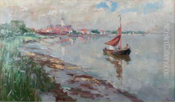 Le Depart A La Voile Oil Painting by Oswald Poreau