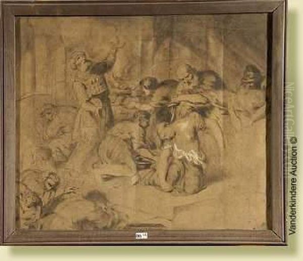 Lafille De Jephte, Mine De Plomb
 Et Rehauts Blanc Sur Papier.monogramme En Bas A Droite J.p. Pour Jean 
Francois Portaels. Ecolebelge. (*). Dim.: 50x59cm Oil Painting by Jean-Francois Portaels