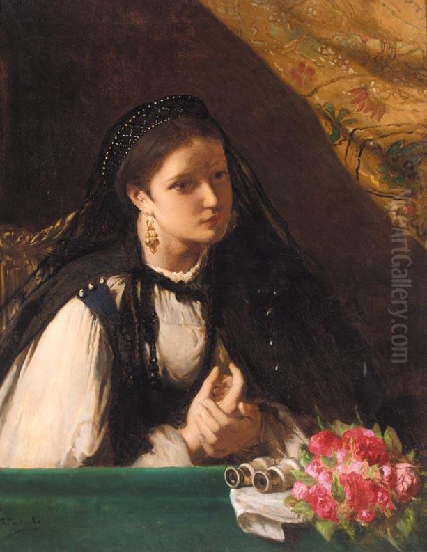 At The Theatre, Budapest Oil Painting by Jean-Francois Portaels