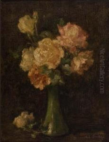 Vase Of Roses Oil Painting by Charles Ethan Porter