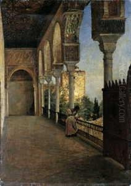 In Der Alhambra, Granada. Oil Painting by Felix Possart