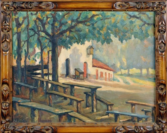 Les Bancs Oil Painting by Jules Postel