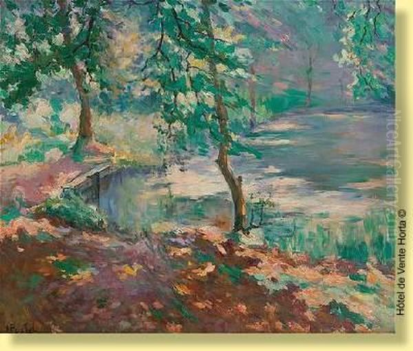 Rayons De Soleil Sur L'etang Oil Painting by Jules Postel