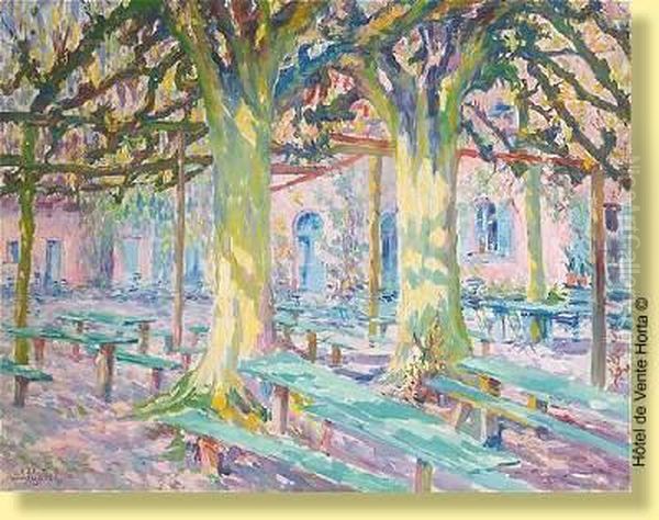 La Ferme Rose Au Printemps Oil Painting by Jules Postel