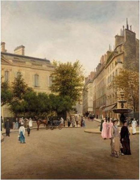 Place St Georges, Paris Oil Painting by Adolphe Martial Potemont