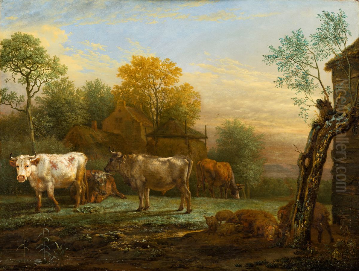 Cattle In A Meadow Oil Painting by Paulus Potter