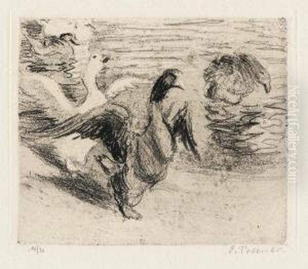 Federvieh Oil Painting by Emil Pottner