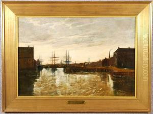 Harbor At Bordeaux Oil Painting by Eugene Robert Pougheon