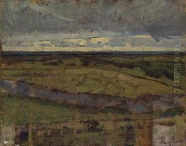 Paysage Avec Des Champs Oil Painting by Eugene Robert Pougheon