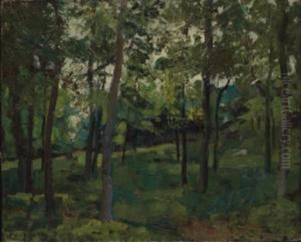 Une Foret Oil Painting by Eugene Robert Pougheon
