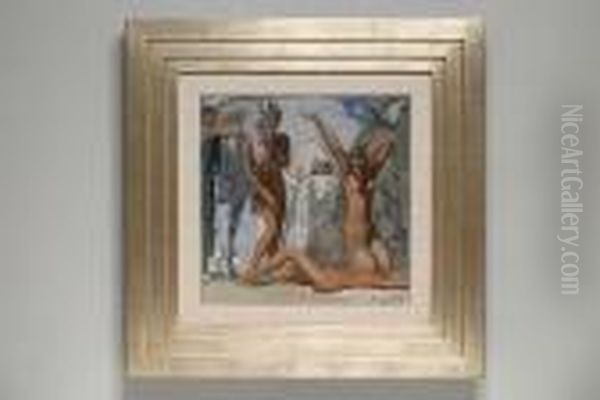 Study Of Amazonian Women And Horses Oil Painting by Eugene Robert Pougheon