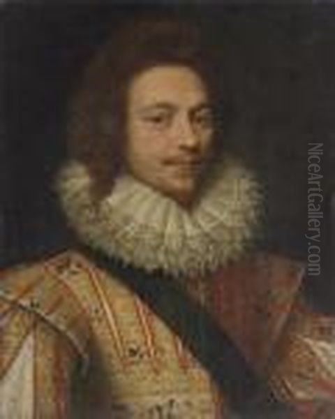 Portrait Of A Knight Of The 
Ordre Du Saint-esprit, Bust-length, In An Embroidered Doublet With The 
Riband Of The Order, And A Ruff Oil Painting by Frans Pourbus the younger