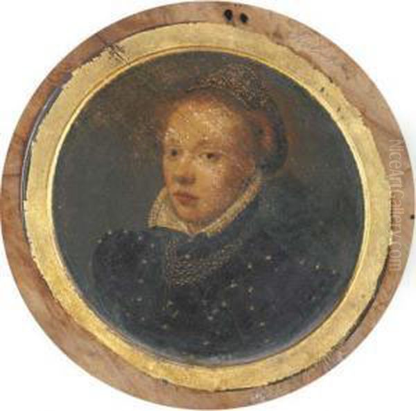 Portrait Of A Lady, Bust-length,
 In A Black Dress With A White Lace Collar And A Jewelled Hairnet Oil Painting by Frans Pourbus the younger