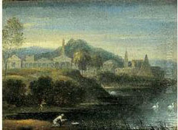 La Fille Du Pharaon Recueillant Moise Dans Les Roseaux Du Nil Oil Painting by Jean Lemaire