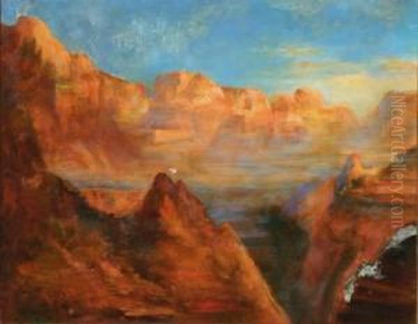 View Of The Grand Canyon Oil Painting by Lucien Whiting Powell