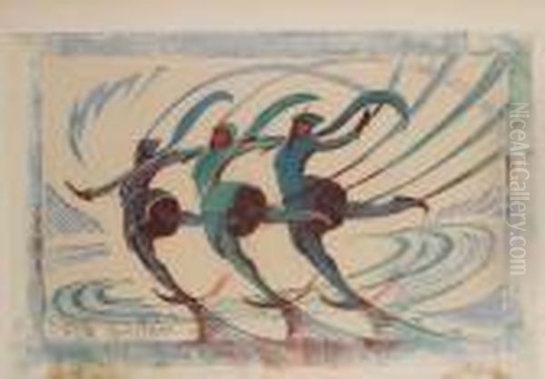 The Skaters Oil Painting by Cyril E. Power