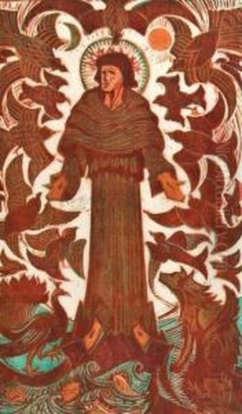 St. Francis Oil Painting by Cyril E. Power