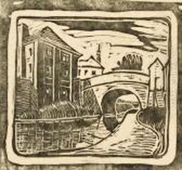 The Bridge, Rickmansworth Oil Painting by Cyril E. Power