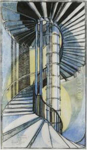 The Tube Staircase Oil Painting by Cyril E. Power