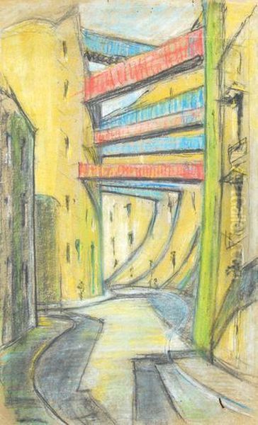 Street Scene Oil Painting by Cyril E. Power