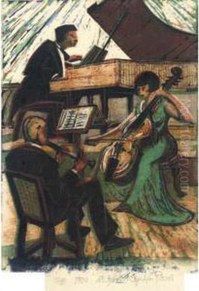 The Trio Oil Painting by Cyril E. Power