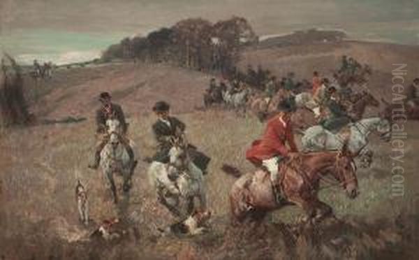 A Fox Hunt In The Midlands Oil Painting by Harold Septimus Power