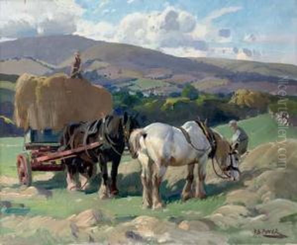Haymaking, Porlock Vale Oil Painting by Harold Septimus Power