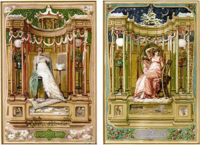 Winter Cherries, Christmas Roses Oil Painting by Sir Edward John Poynter