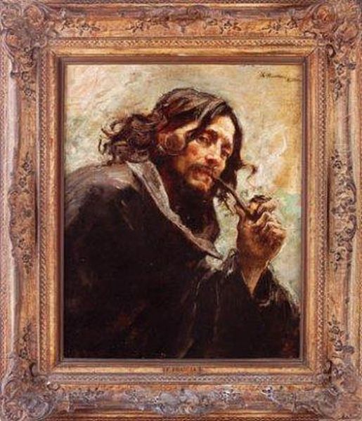 Retrato De Artista Oil Painting by Francisco Pradilla y Ortiz