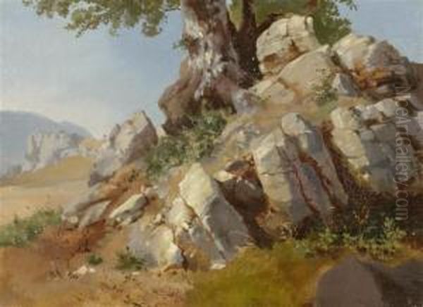 Study For A Landscape Oil Painting by Friedrich I Preller