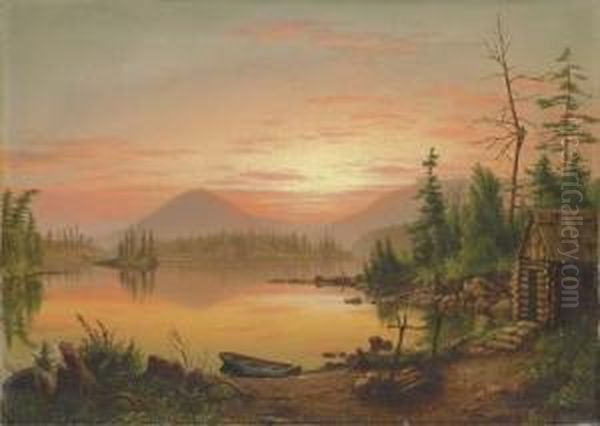 Adirondack Lake Oil Painting by Levi Wells Prentice