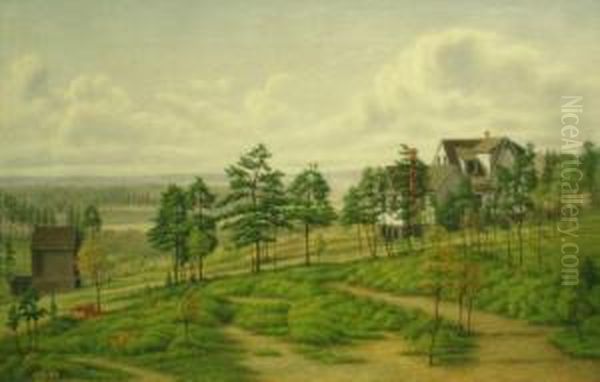 Western New York Country Estate Oil Painting by Levi Wells Prentice