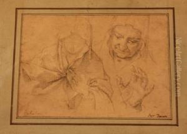 Studies Of An Old Woman Oil Painting by Mattia Preti