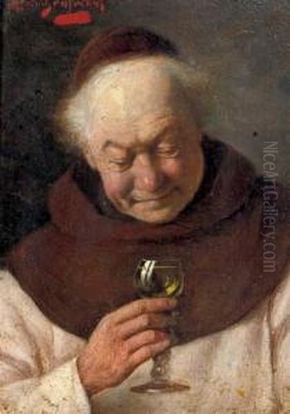 In Vino Veritas Oil Painting by Alois Heinrich Priechenfried