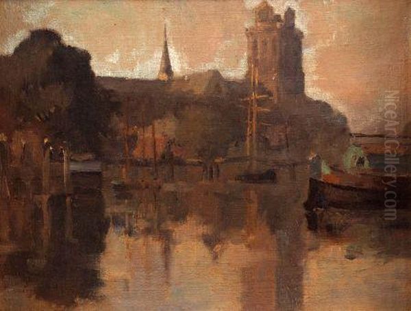 Dordrecht Oil Painting by Bertram Walter Priestman