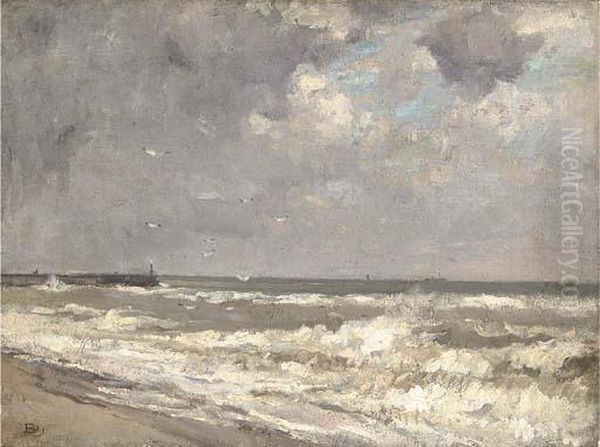 The Sea At Gorleston, Norfolk Oil Painting by Bertram Walter Priestman