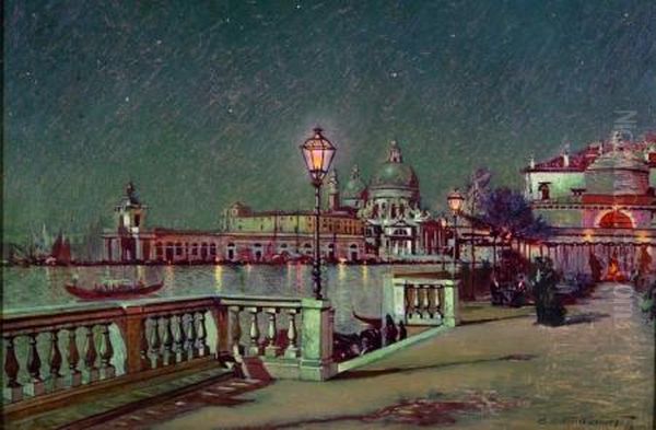 Venice At Dusk Oil Painting by Bertram Walter Priestman