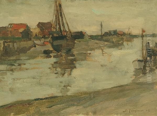 Harbour Scene Oil Painting by Bertram Walter Priestman