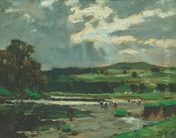 A Yorkshire River Landscape; A Limestone Outcrop In The Dales Oil Painting by Bertram Walter Priestman