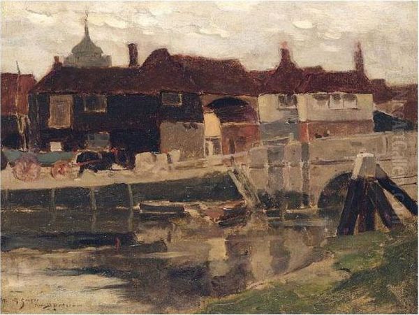 By The Stour - The Barbican Bridge Oil Painting by Bertram Walter Priestman