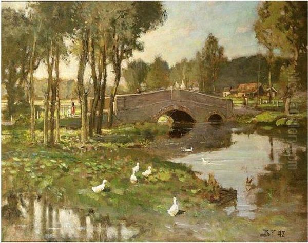 Summer Evening, Suffolk Oil Painting by Bertram Walter Priestman