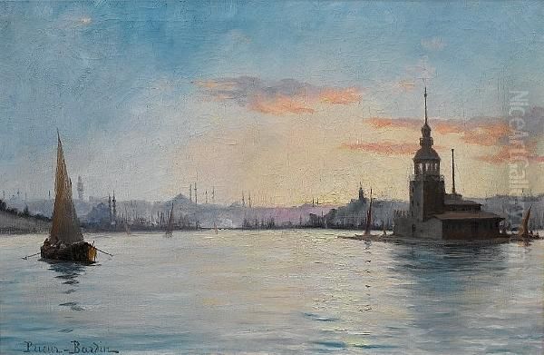 Leander's Tower On The Bosphorous Oil Painting by Francois Leon Prieur-Bardin