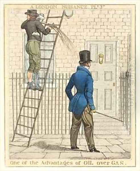 One of the Advantages of Oil Over Gas Oil Painting by Richard Dighton